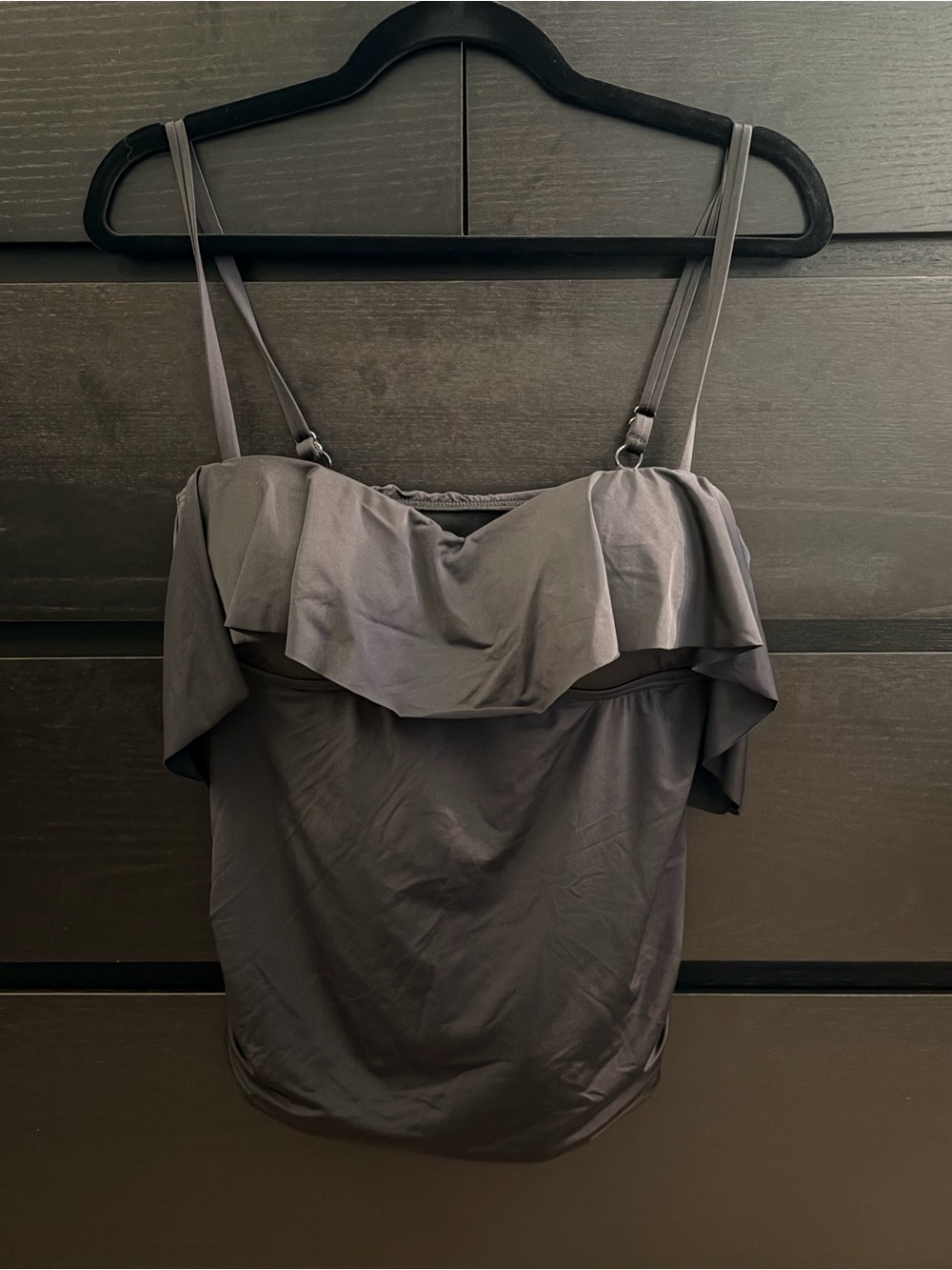 Gray Ruffle Off-Shoulder Women’s Top - 30